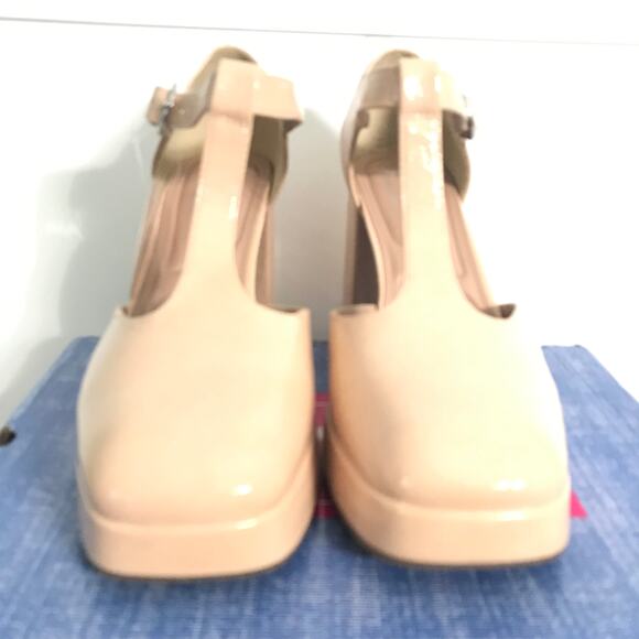 Pop Shoes Size 11 Womens Platform Mary Jane Heels Tan New With Box Eleven Buckle - Picture 7 of 12